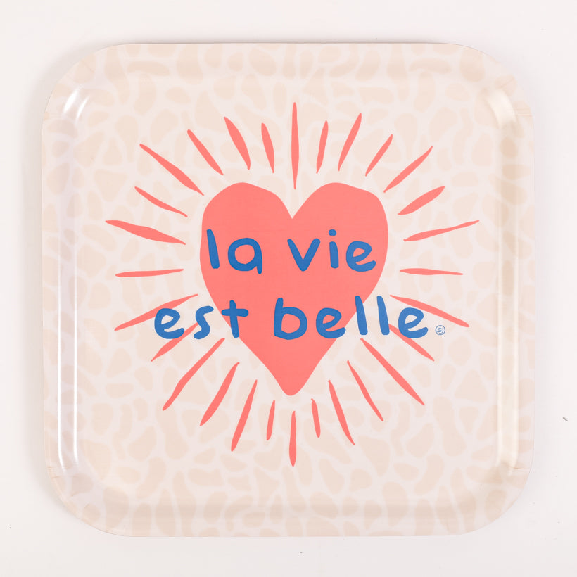 Vierkante schaal het leven is mooi