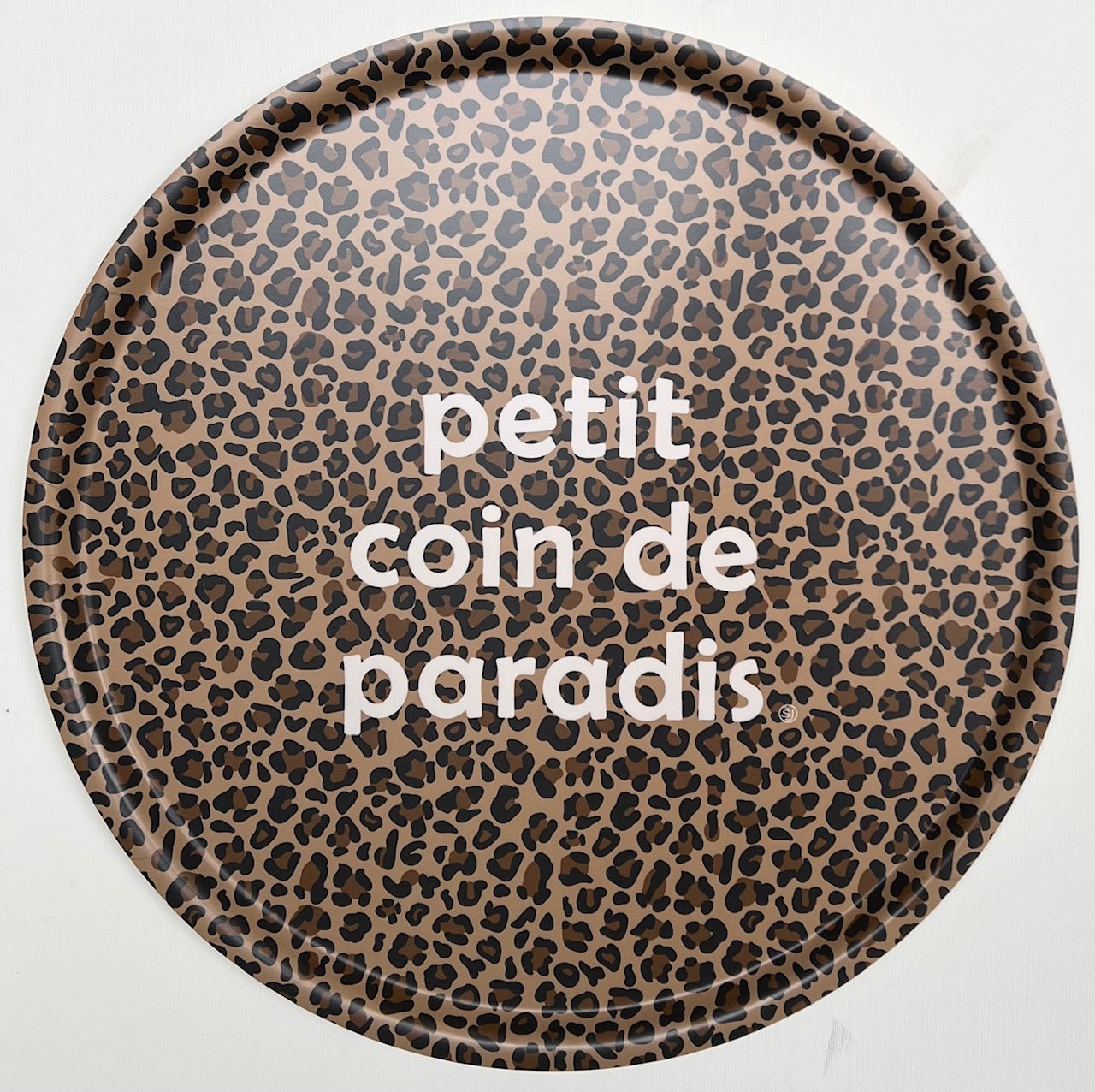 Plateau rond 45cm petit coin de paradis léopard