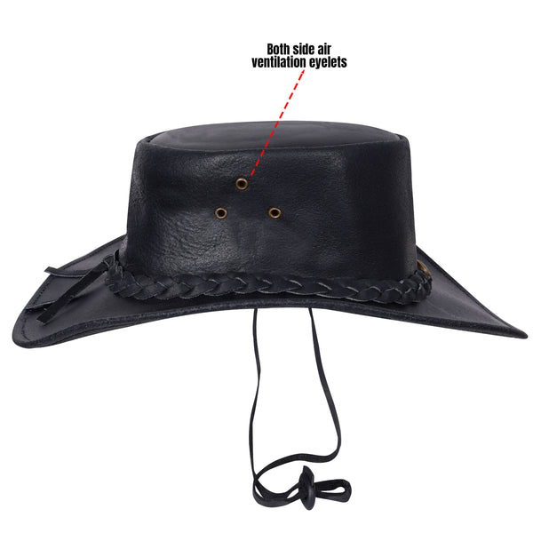 Cappello in pelle nera unisex
