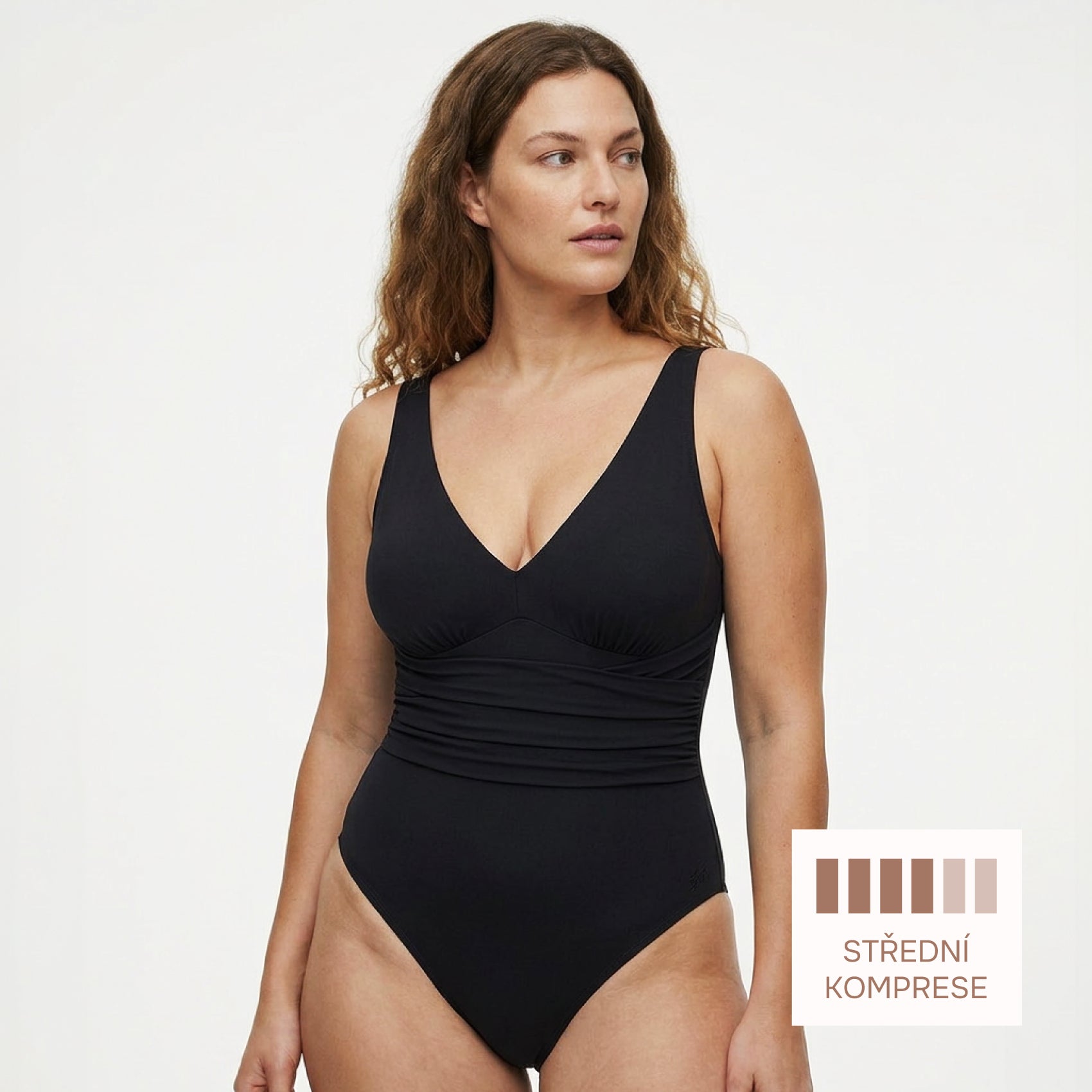 Shaping One-Piece Swimsuit Classic Cut, BLACK Size: XL