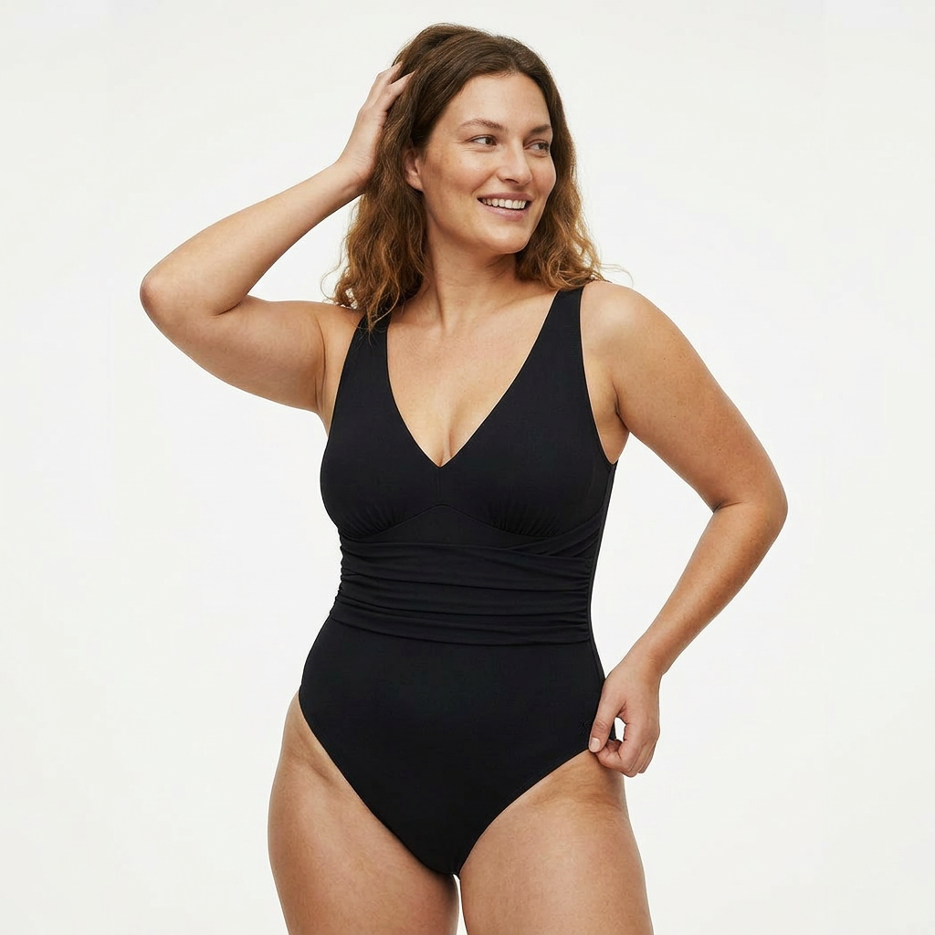 Shaping One-Piece Swimsuit Classic Cut, BLACK Size: 3XL