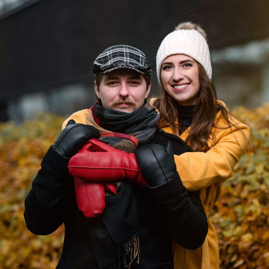 Leather Mittens with Sheepskin