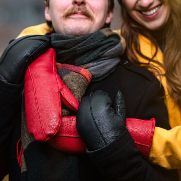Leather Mittens with Sheepskin