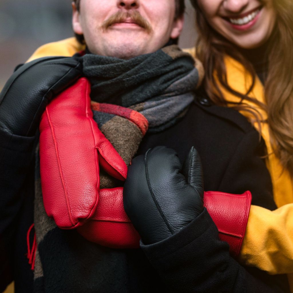 Leather Mittens with Sheepskin