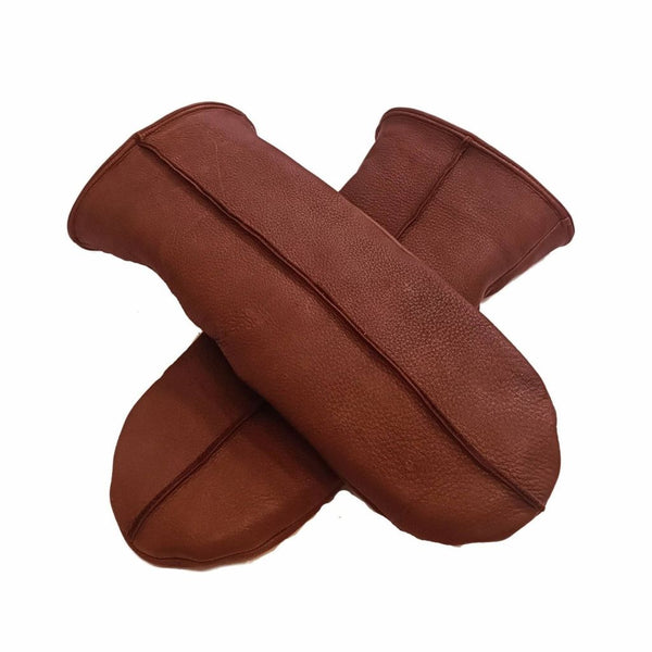 Leather Mittens with Sheepskin