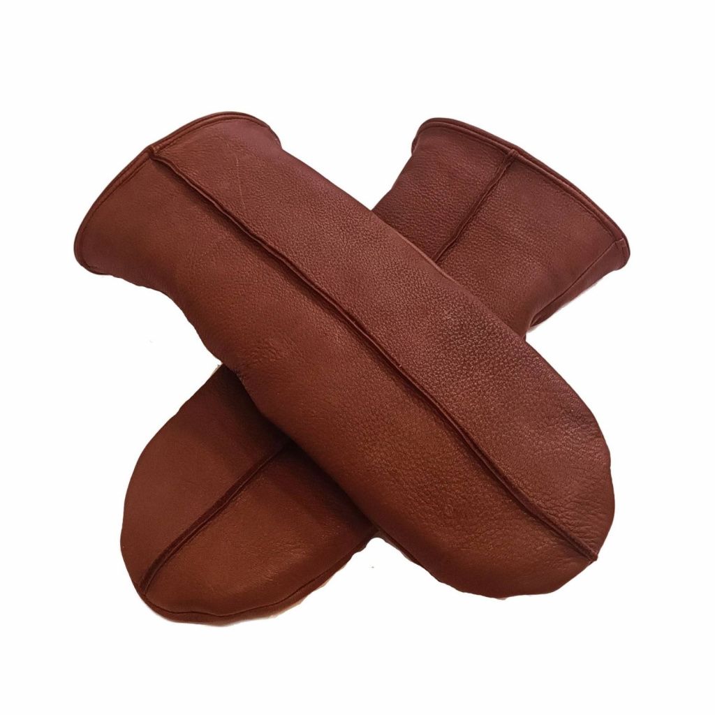 Leather Mittens with Sheepskin