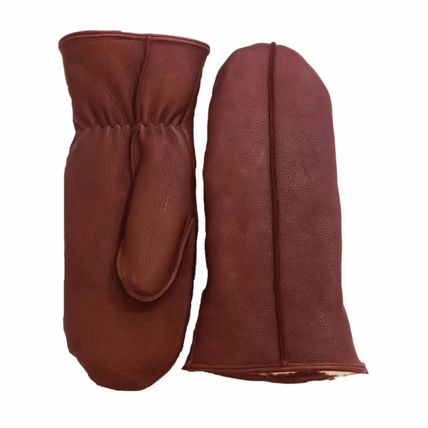Leather Mittens with Sheepskin