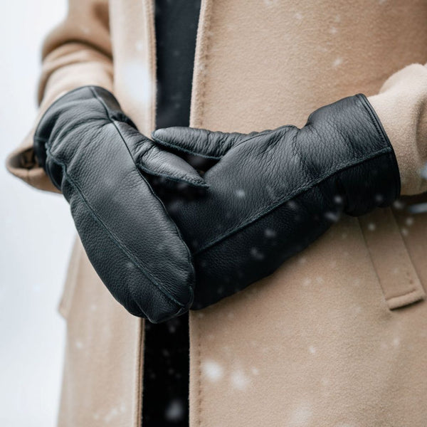 Leather Mittens with Sheepskin