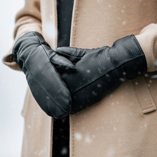 Leather Mittens with Sheepskin