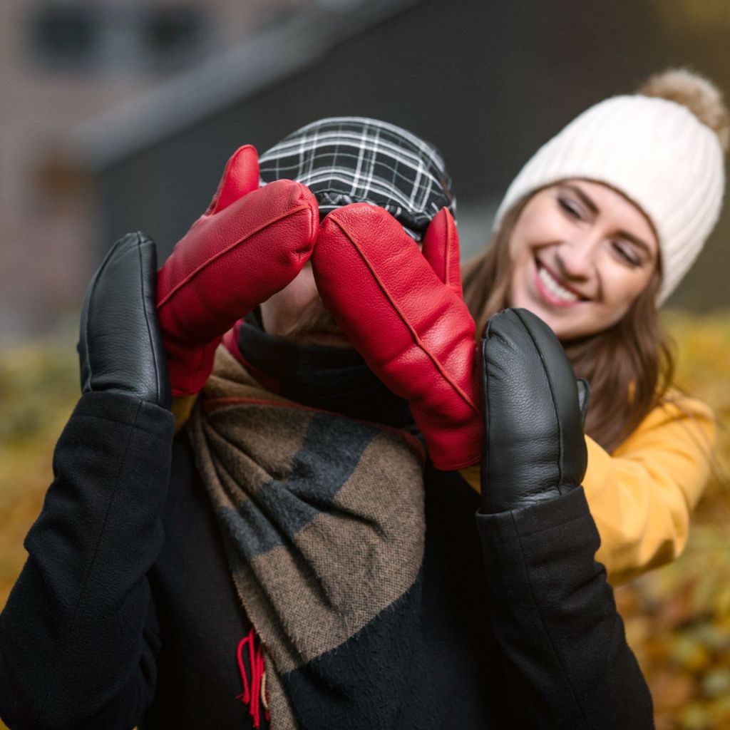 Leather Mittens with Sheepskin