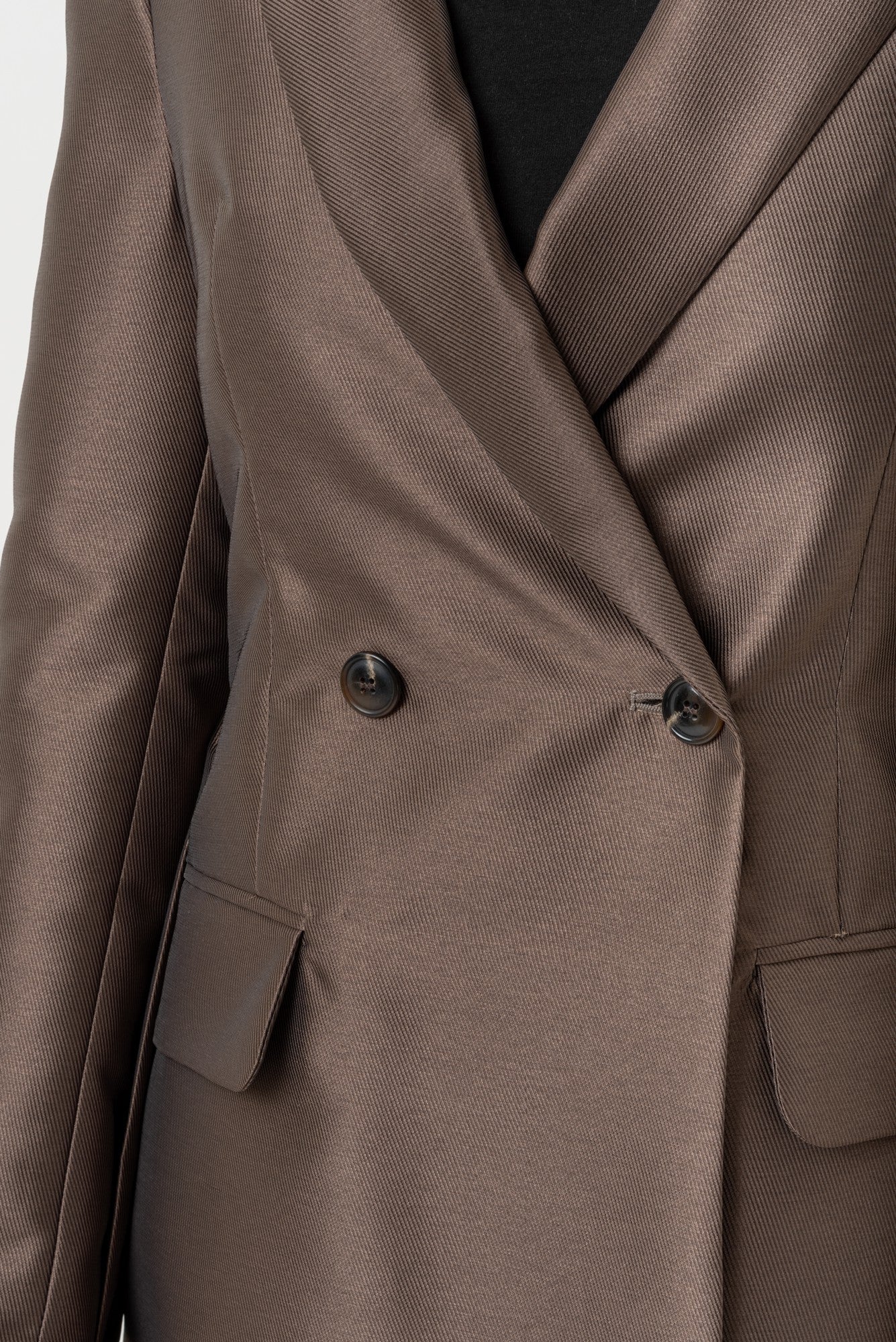 DOUBLE-BREASTED MIKADO COAT