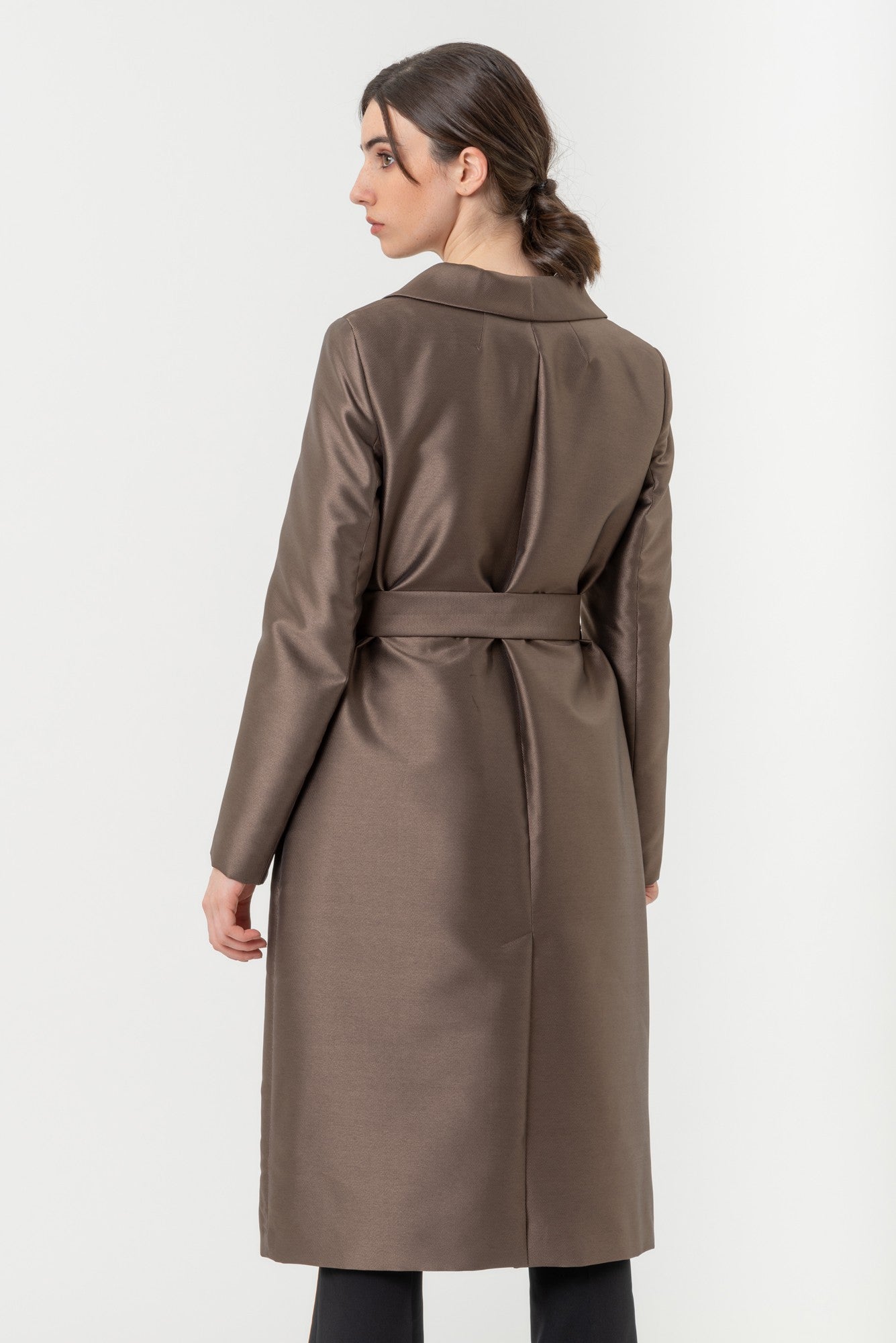 DOUBLE-BREASTED MIKADO COAT