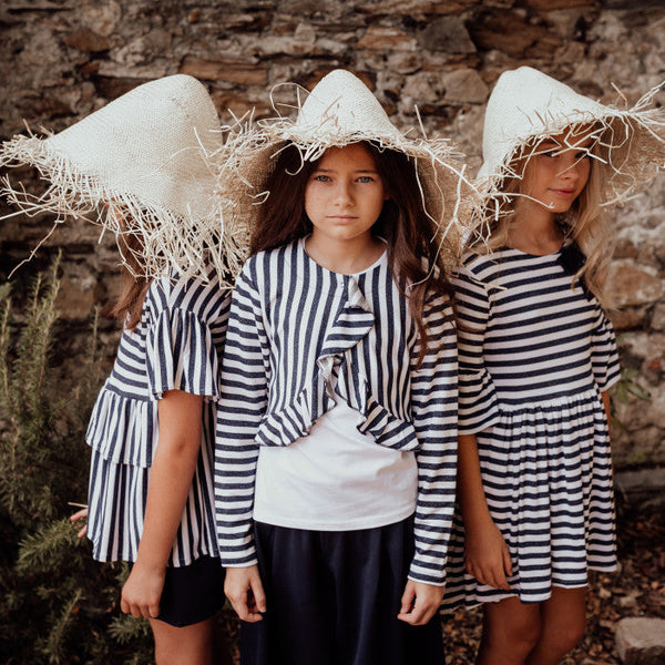 STRIPED JACKET WITH RUFFLES
