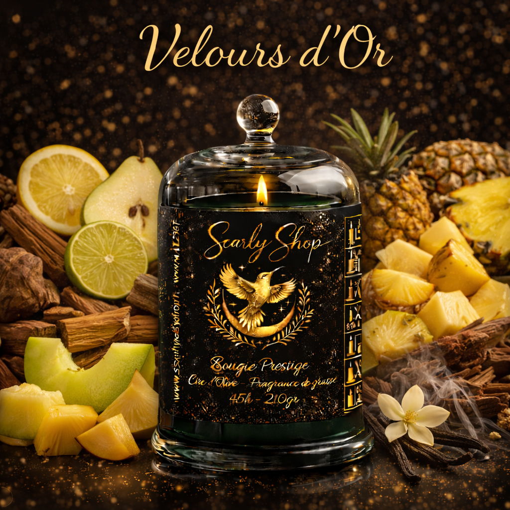 Bougie Prestige - Velours d'Or - 45h - Cire D'olive