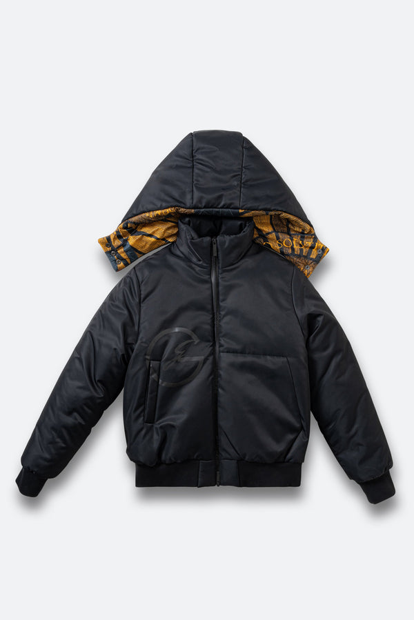 Hooded bomber in technical fabric