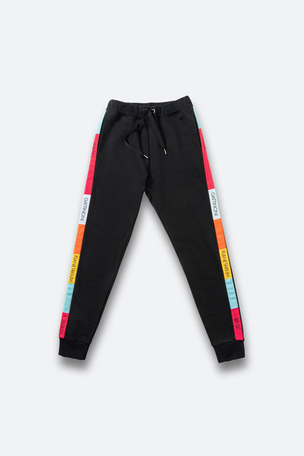 Black jogger pants with Planetarium Black stripe