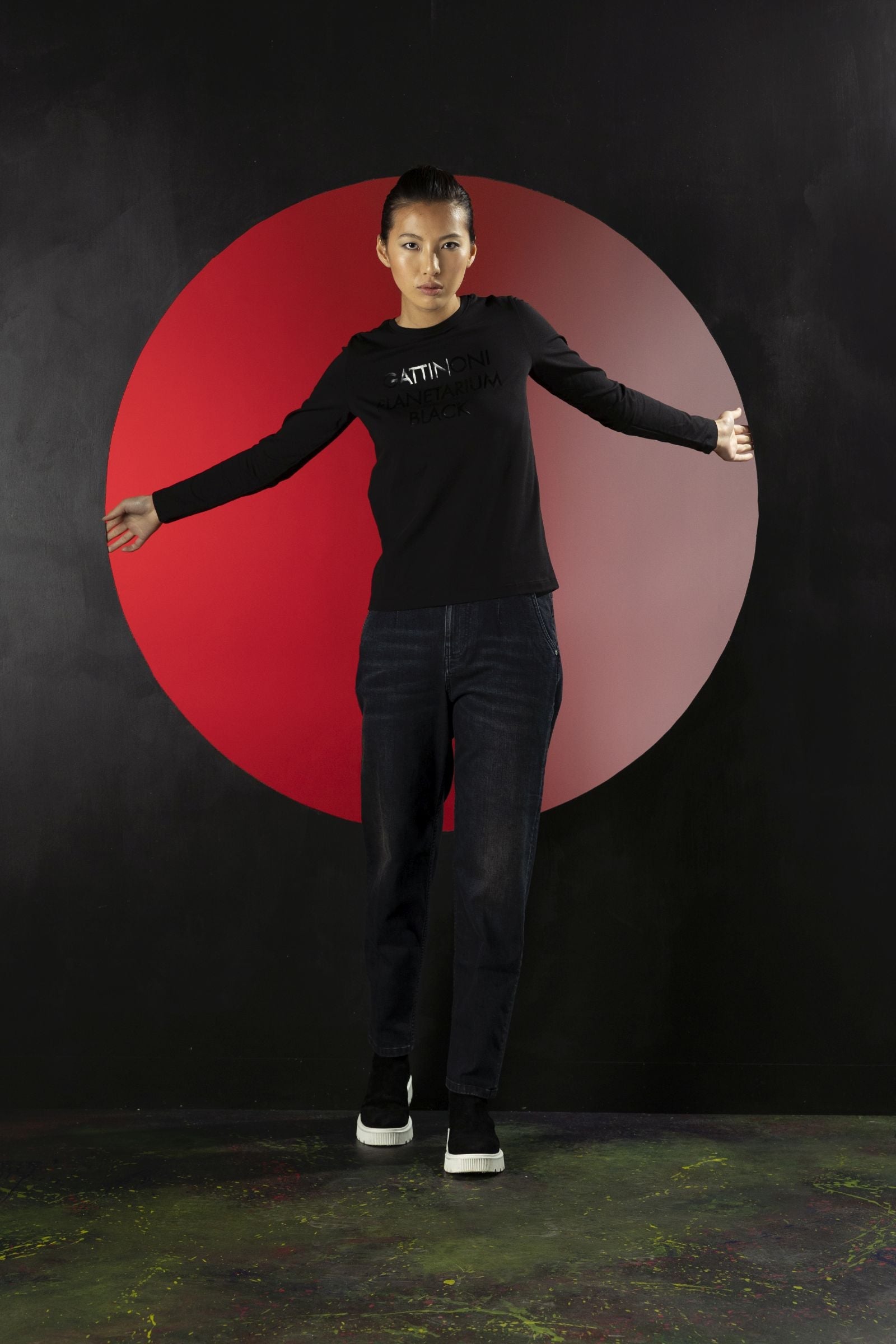 T-shirt met Planetarium Zwarte Print