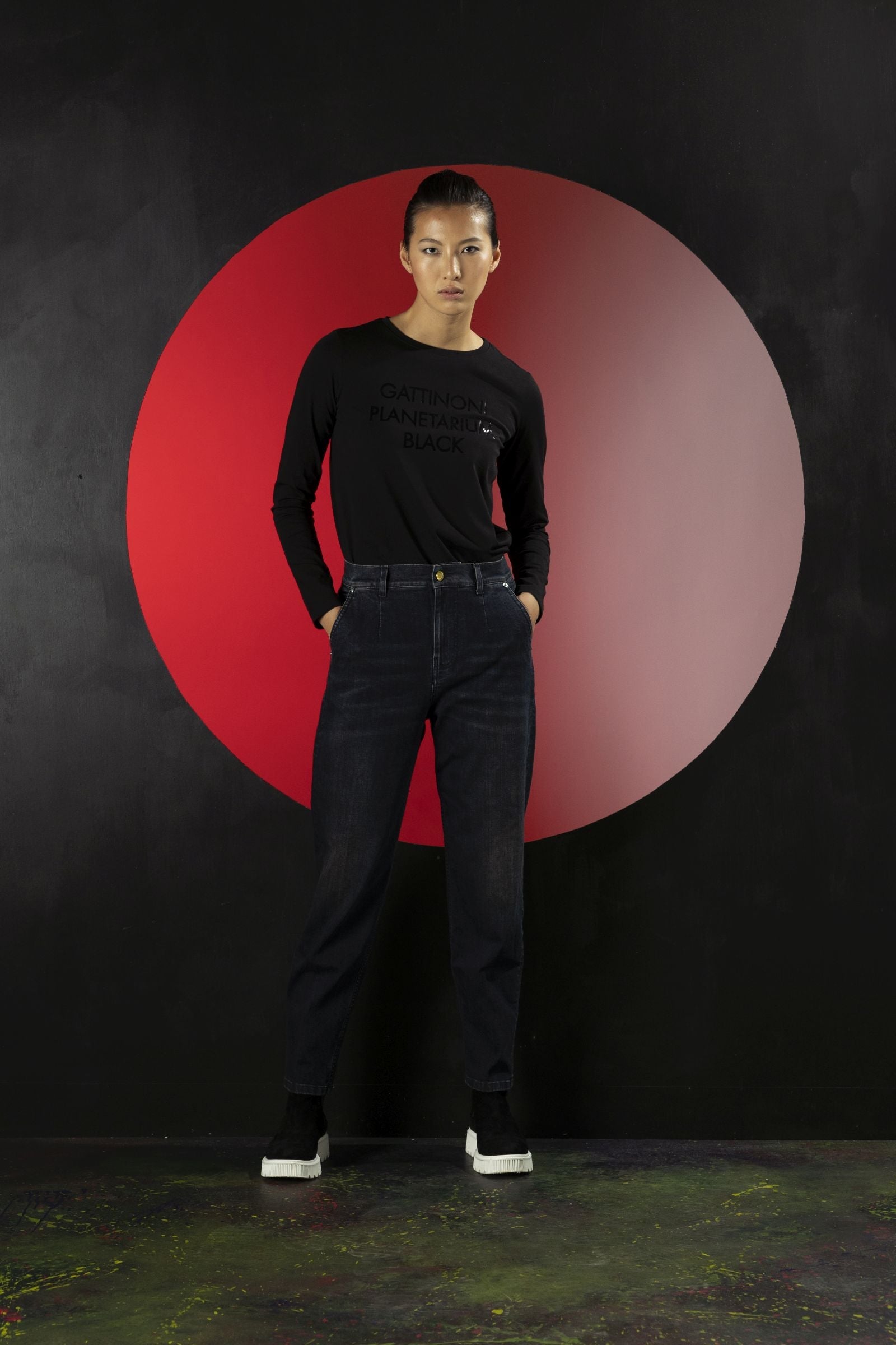 T-shirt met Planetarium Zwarte Print