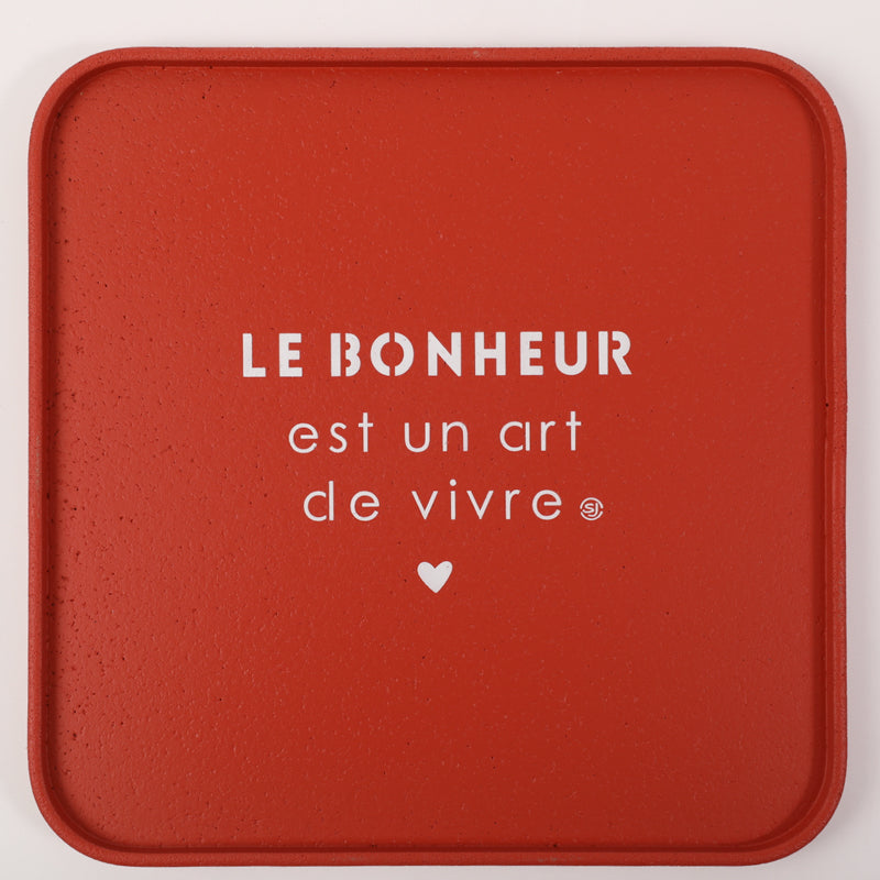 Cork tray 30x30cm happiness is an art of living