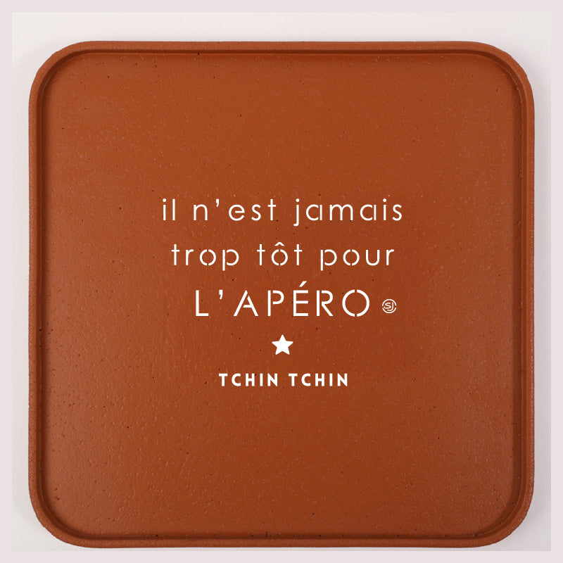 Cork tray 30x30cm it's never too early for an aperitif