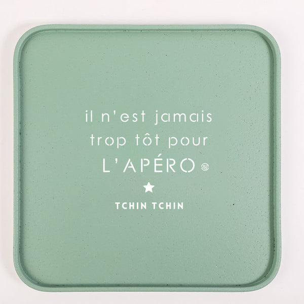 Cork tray 30x30cm it's never too early for an aperitif