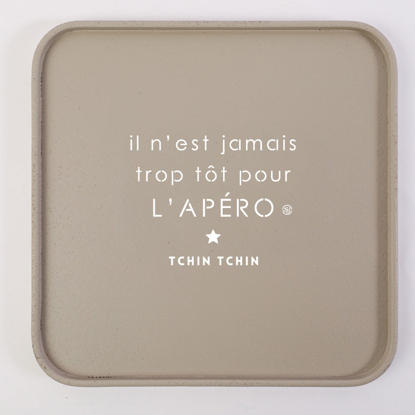 Cork tray 30x30cm it's never too early for an aperitif