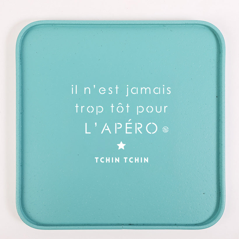 Cork tray 30x30cm it's never too early for an aperitif