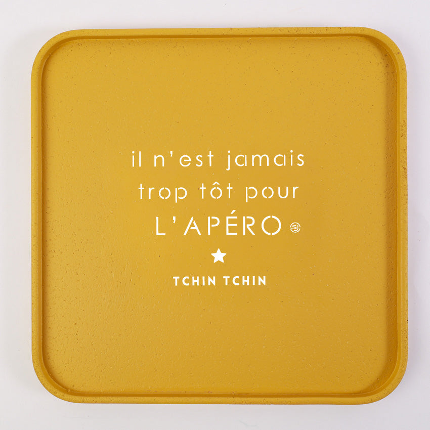 Cork tray 30x30cm it's never too early for an aperitif