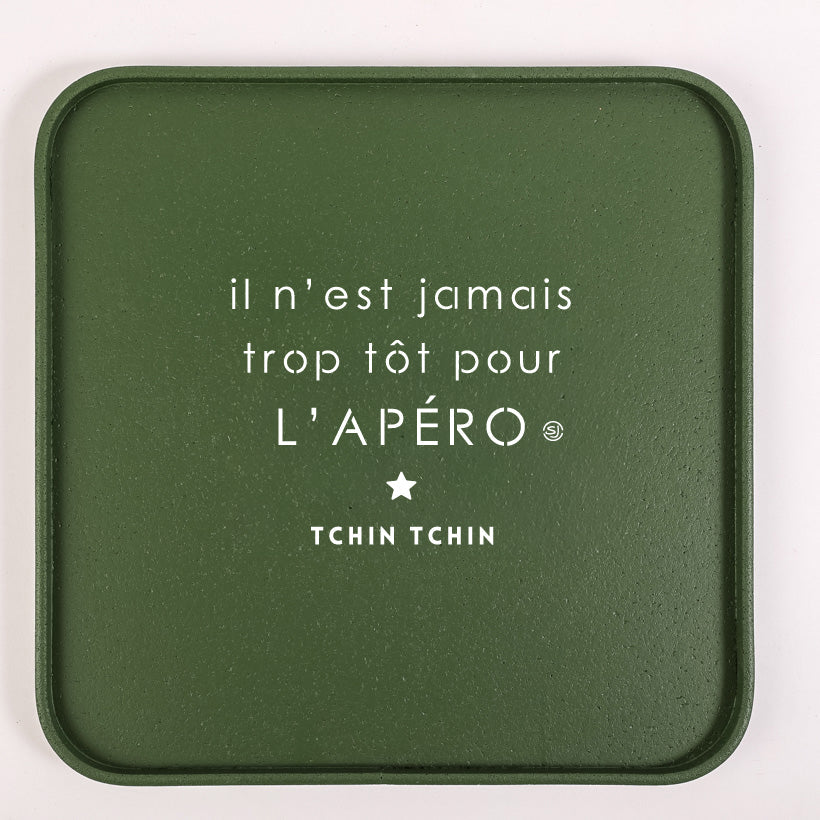 Cork tray 30x30cm it's never too early for an aperitif