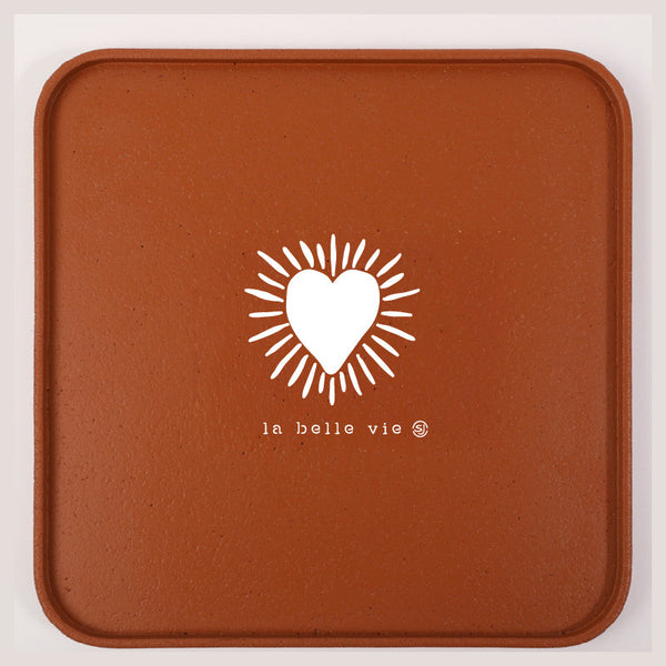 Cork tray 30x30cm heart sun
