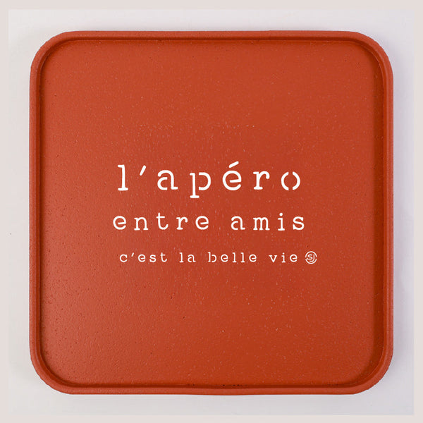 Plateau liège 30x30cm l'apéro entre amis