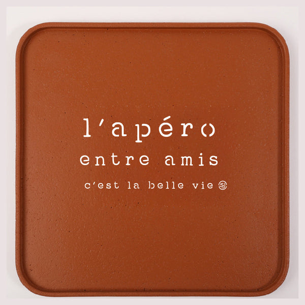 Plateau liège 30x30cm l'apéro entre amis
