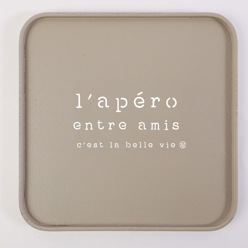 Plateau liège 30x30cm l'apéro entre amis