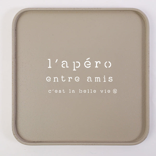Plateau liège 30x30cm l'apéro entre amis