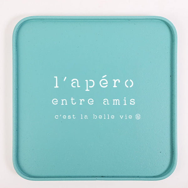Plateau liège 30x30cm l'apéro entre amis