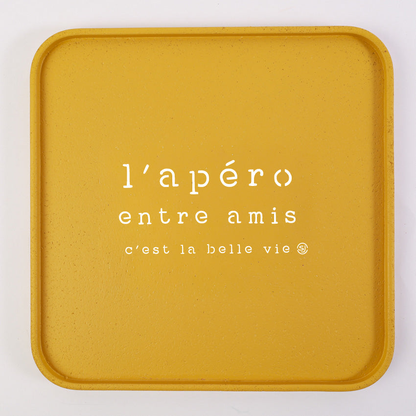 Plateau liège 30x30cm l'apéro entre amis