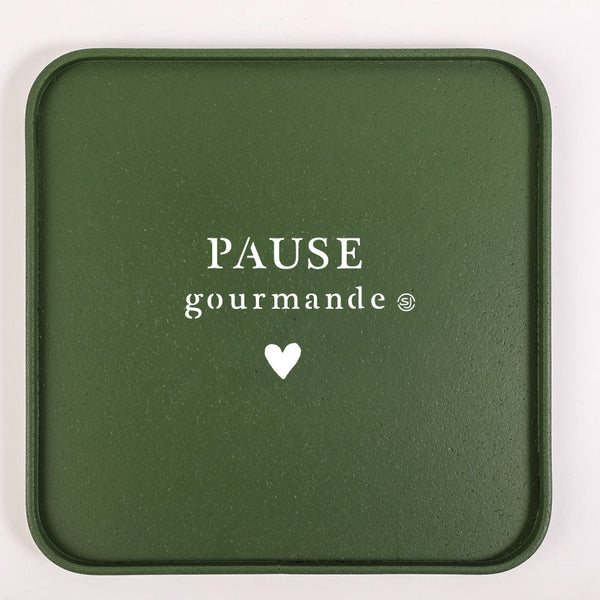 Plateau liège 30x30cm pause gourmande