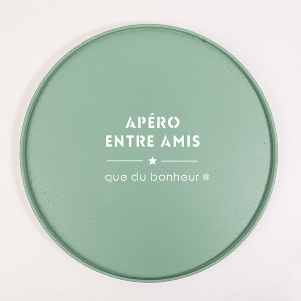 Plateau liège rond apéro entre amis