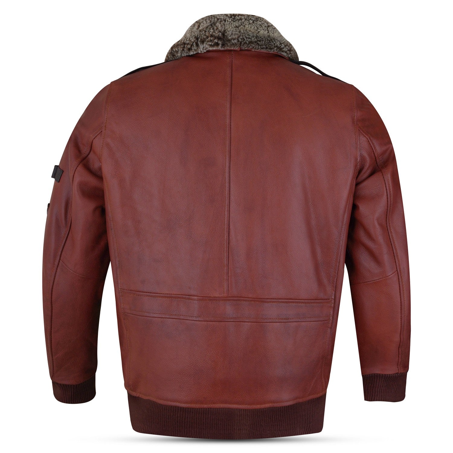 N Pilot - Leather Men's Jacket with Removable Collar - Brandy