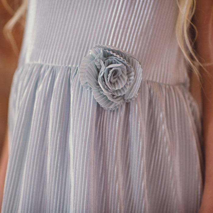 LIGHT BLUE PLEATED DRESS