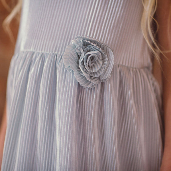 LIGHT BLUE PLEATED DRESS