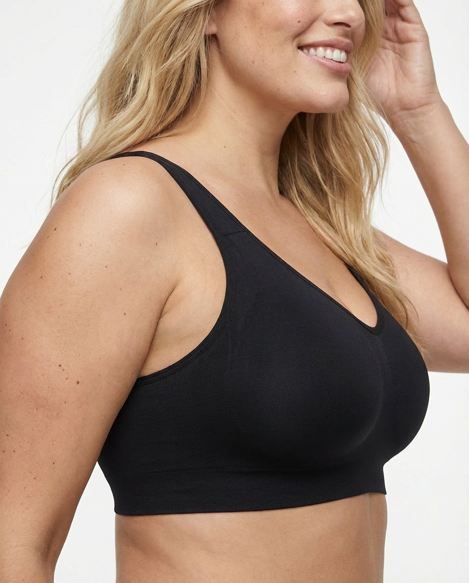 Seamless Shaping Bra Without Underwire with Wide Straps, BLACK Size: L
