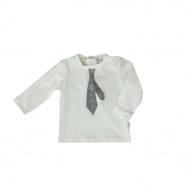 T-SHIRT WITH GRAY CHECKED TIE