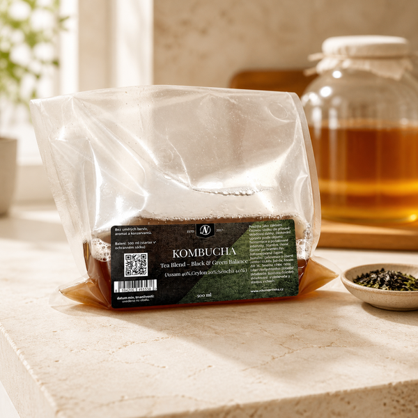 Kombucha Tea Blend – Black & Green Balance (Assam / Ceylon / Sencha) 500ml