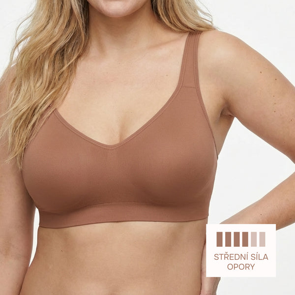 Seamless Shaping Bra Without Underwire with Wide Straps, LIGHT BROWN Size: XL