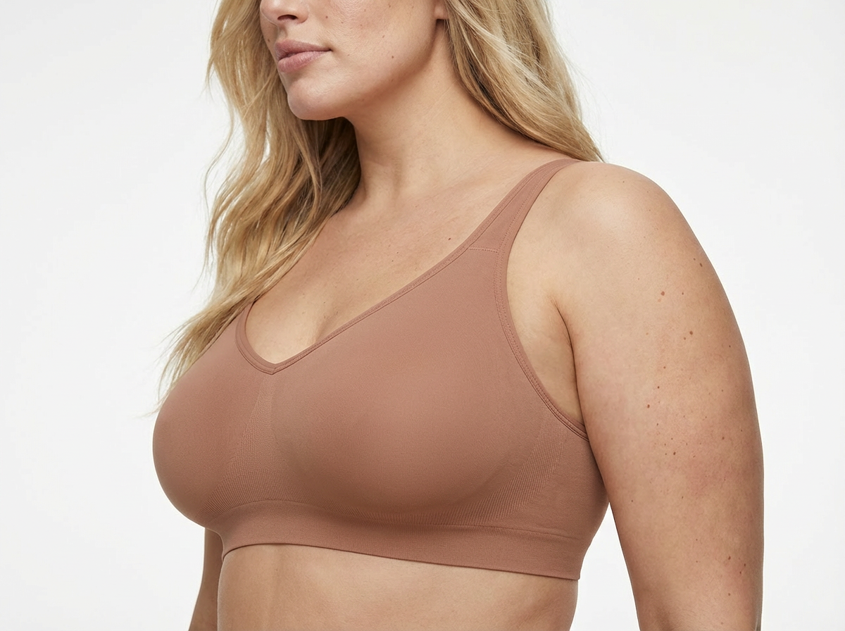 Seamless Shaping Bra Without Underwire with Wide Straps, LIGHT BROWN Size: XL