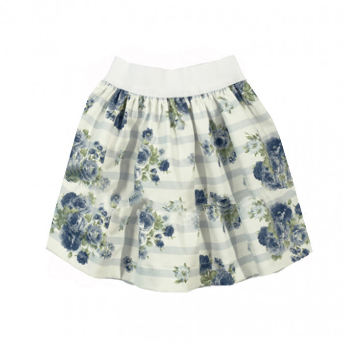 STRIPED SKIRT WITH FLOWERS