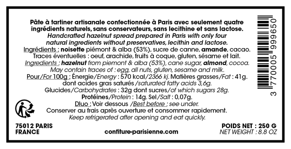 Confiture Parisienne - Tartine Noisette infos