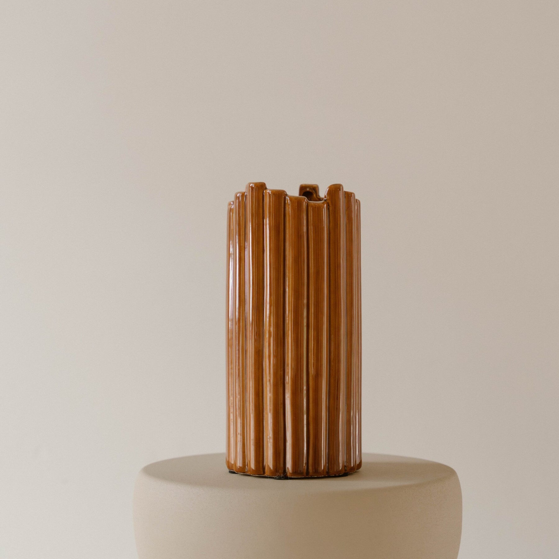 Indore Home - Vase Tubi - L - Designer Vase - Brown