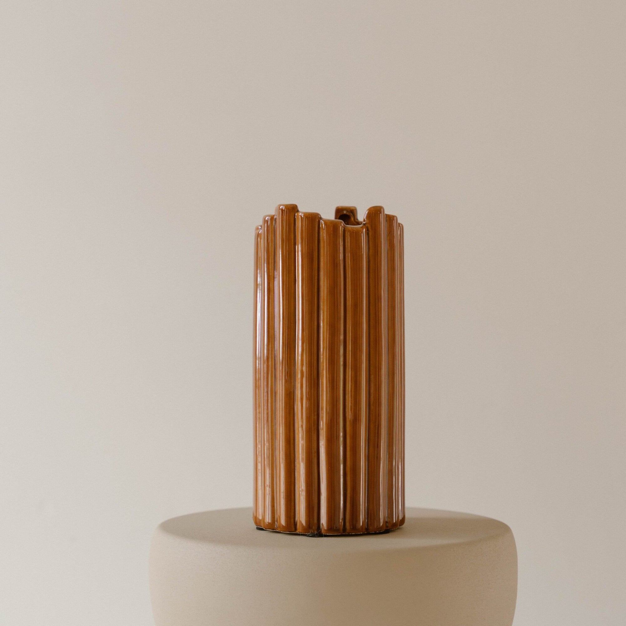 Indore Home - Vase Tubi - L - Designer Vase - Brown